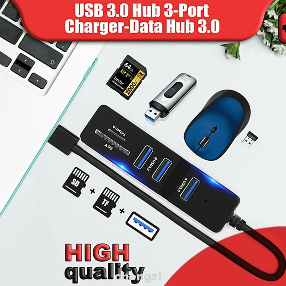 Đầu Đọc Thẻ Nhớ 3 Cổng Usb 3.0 Tốc Độ Cao 5gbps Sd Tf