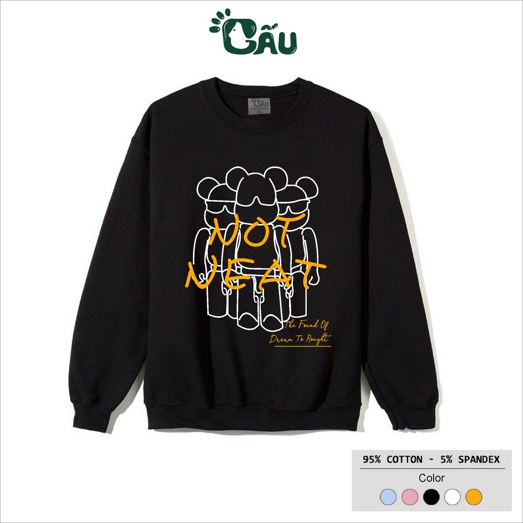 Áo sweater GẤU 194 vải thu đông co dãn, dày dặn mềm mịn form rộng phong cách Unisex - Not Neat