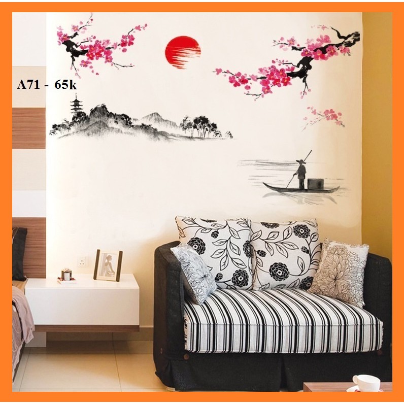 Decal dán tường Tranh sơn thủy A71 - Decal dán tường Hàn Quốc