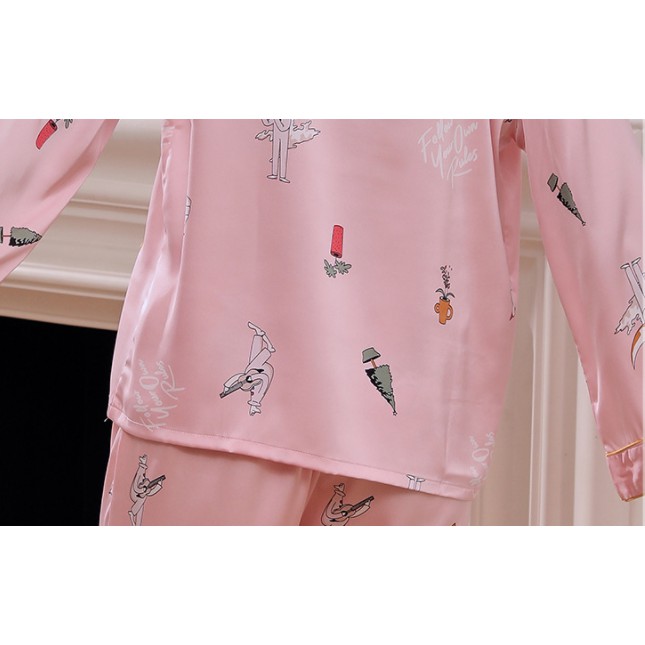 Bộ pijama lụa tay dài quần dài -Bộ đồ mặc nhà Pijama lụa - cô chủ nhỏ chuyên sỉ