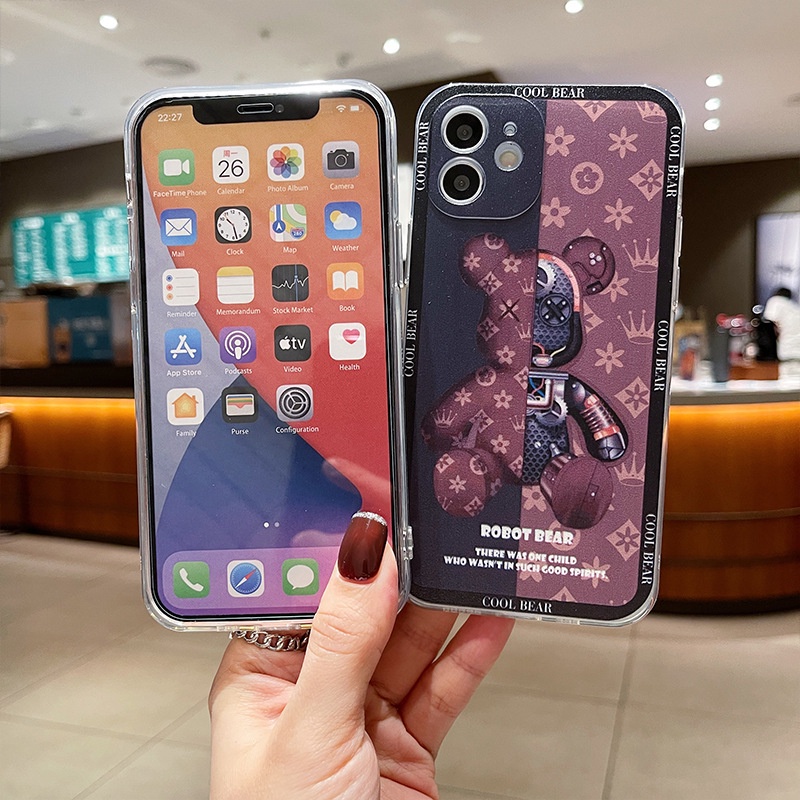 Violent Bear phù hợp với vỏ điện thoại di động iPhone12Pro Apple 11 XSMax Vỏ bảo vệ trong suốt cá nhân hóa