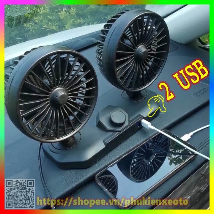 Quạt Ô Tô 12V Xoay 360 Độ Thông Gió Làm Mát Xe Hơi