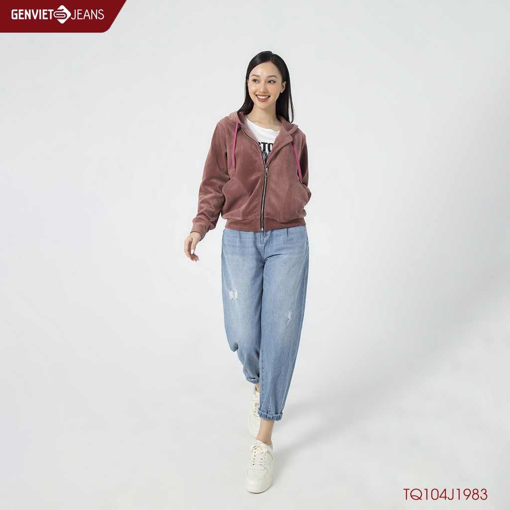 Quần Dài Jeans Nữ Col Thụng Mài Xước GENVIET TQ104J1983