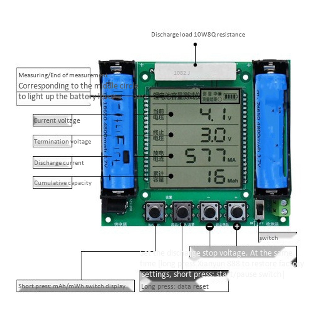 Bộ Đo Dung Lượng Pin Lithium Xh-M239 18650 Kèm Phụ Kiện