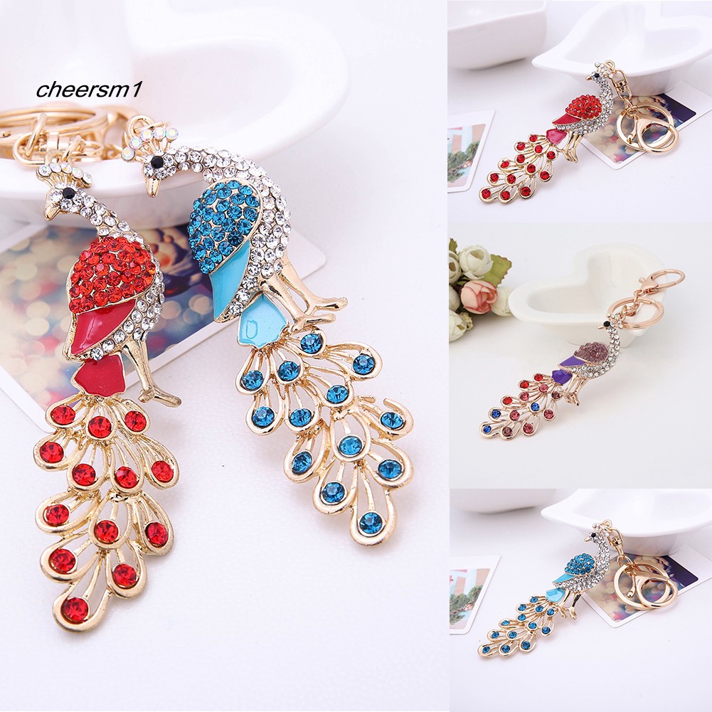 Sườn Xám Cách Tân Thời Trang♥Móc Khóa Con Công Đính Đá Thời Trang Phong Cách