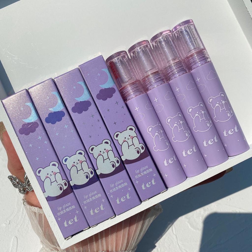 [Hàng mới về] Son kem màu nhung lì vỏ in hình gấu dễ thương chất lượng cao | BigBuy360 - bigbuy360.vn