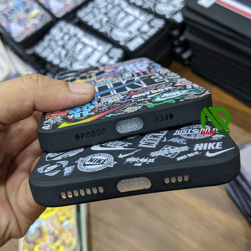 Ốp lưng iPhone Nike cạnh viền vuông silicon mềm dẻo bảo vệ camera cho iphone 6/6s/7/8/X/XS/11/12/13/14 Pro Plus Max