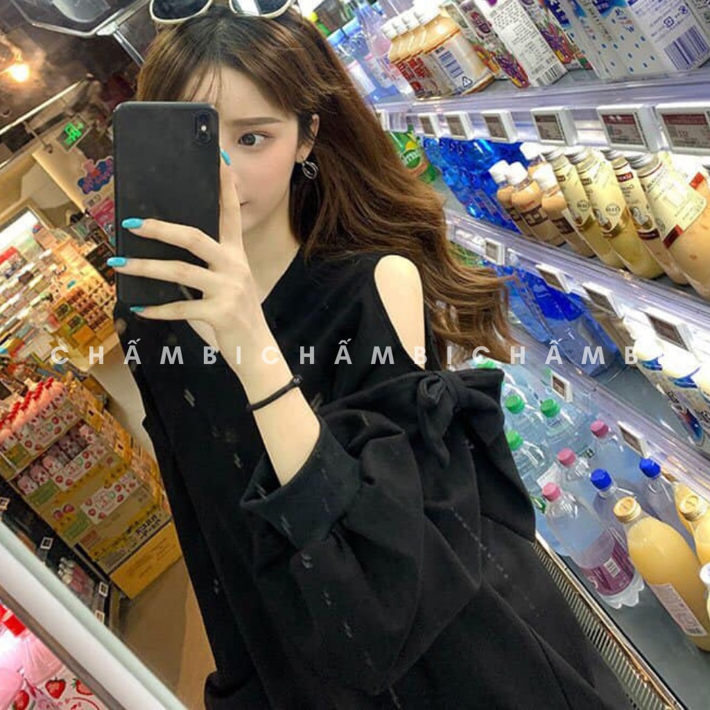 Áo Sweater Tay Phồng Nơ Form Rộng Cực Xinh Freesize<56kg - A.090 | BigBuy360 - bigbuy360.vn