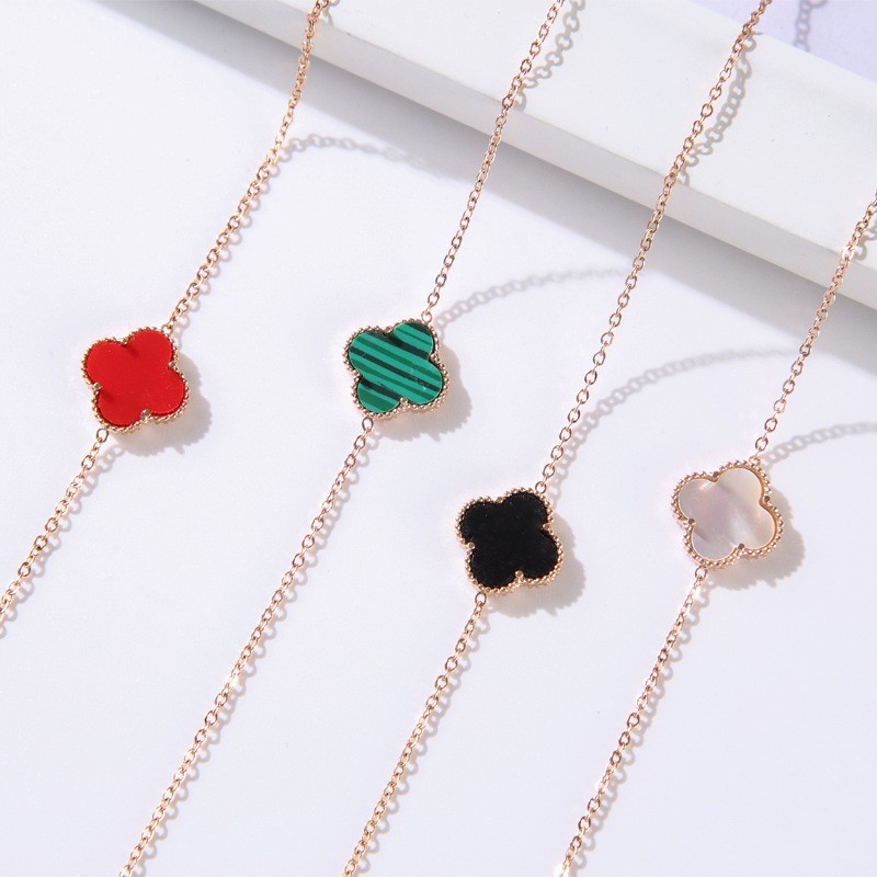 Vòng Đeo Tay Cỏ Bốn Lá May Mắn Mã Não Đen Phong Cách Hàn Quốc Nhật Bản Cao Cấp Dễ Phối Đồ Trang Sức Ngôi Sao collis collis