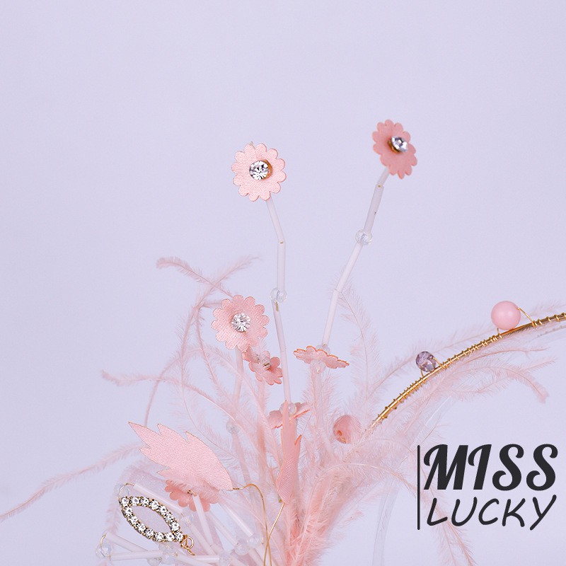 Băng đô cài tóc làm bằng nhựa dáng dài trang trí hoa duyên dáng cho cô dâu