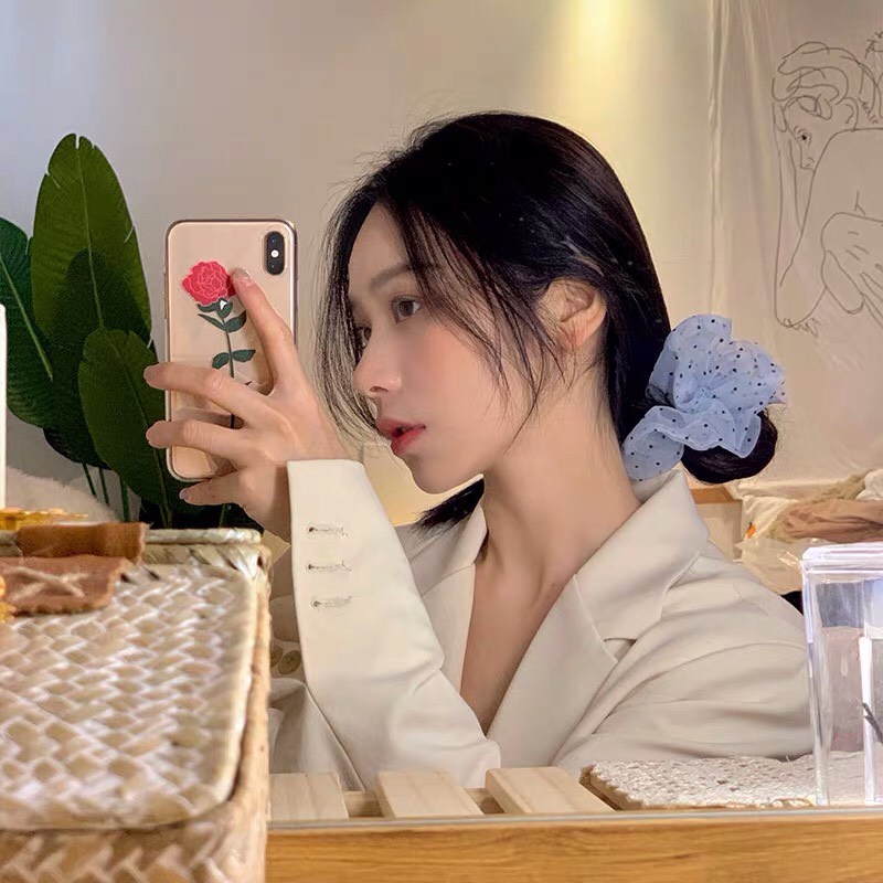 Dây Cột tóc,Dây buộc tóc, Scrunchies Chấm Bi Siêu Đẹp Alala