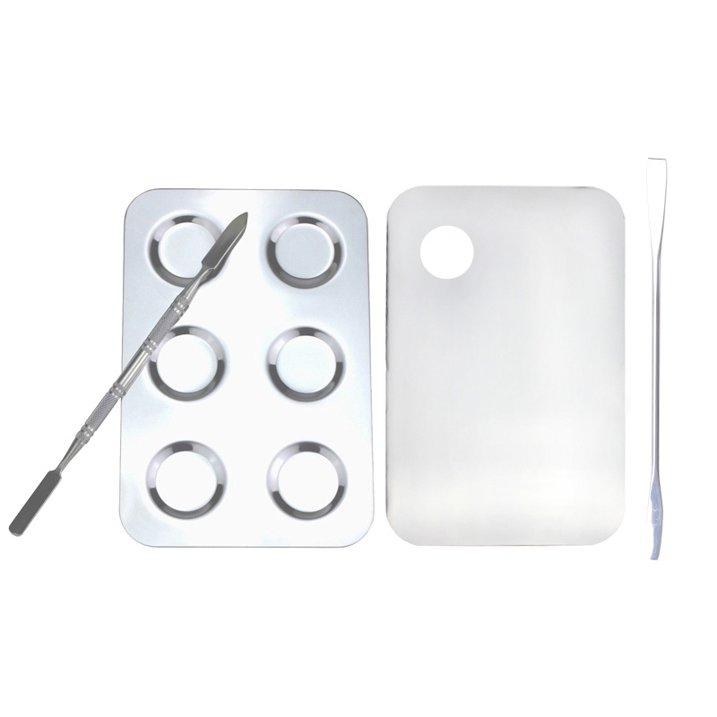 1 Bộ Bảng Acrylic Trong Suốt Dùng Trộn Màu Nước / Sơn Móng Tay Kèm Thìa