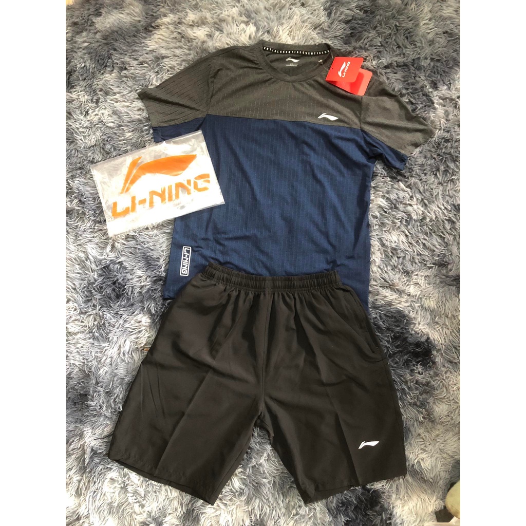 Bộ phông nam thể thao li-ning cao cấp, áo thun nam lining