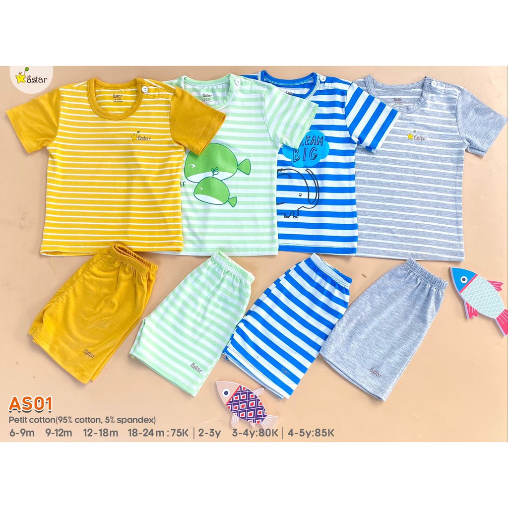 Tổng hợp bộ cộc tay Astar cho bé 6-22kg