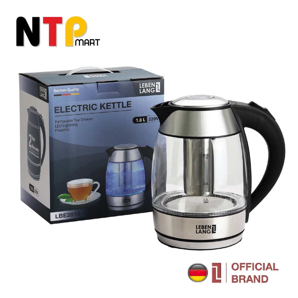 Bình Đun Siêu Tốc LEBENLANG LBE2819 thủy tinh 1.8L - hàng chính hãng Đức