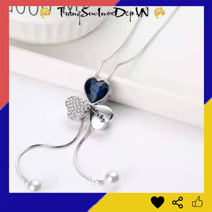 Dây chuyền nữ phong cách Hàn Quốc rớt cỏ 3 lá may mắn kiểu dài siêu đẹp, hợp thời trang, mang phong cách, dễ phối đồ