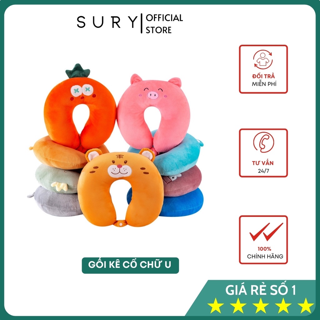 Gối Chữ U Mềm Êm Mịn - Gối Kê Cổ Văn Phòng Chữ U Có Nút Cài Chống Mỏi Vai Gáy - Shop Sury