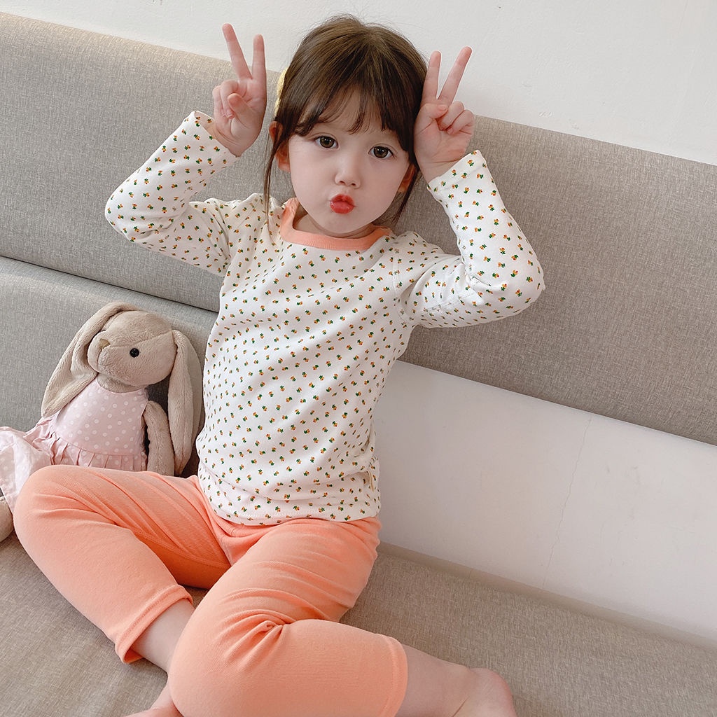 Bộ Đồ Ngủ cotton Hai Mảnh Thoải Mái Phong Cách Mùa Thu Mới Cho Bé Gái