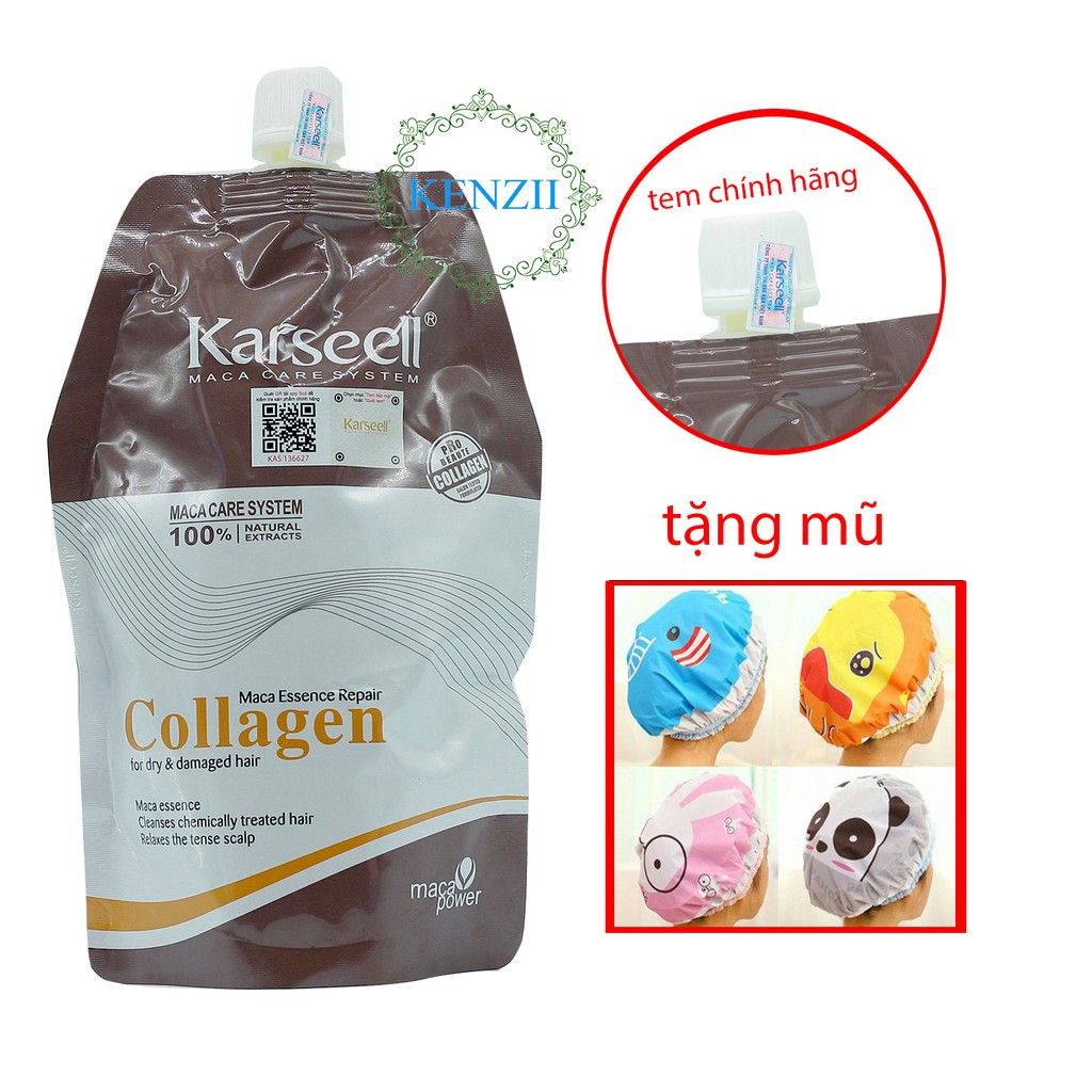 ✅[Rẻ Vô Địch] Kem Hấp - Ủ - Xả Dưỡng ẩm Phục Hồi Tóc Khô Xơ Hư Tổn Collagen Karseell Maca 500 ML - KENZII HAIR