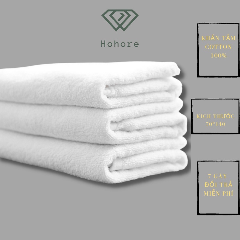 Khăn tắm loại to cho khách sạn khăn chất liệu cotton màu trắng cao cấp size: 70cm*140cm / 500g