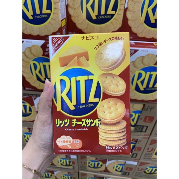 HCM bánh Ritz kem phô mai NaBisco hộp 160g - bánh quy nhân kem phô mai