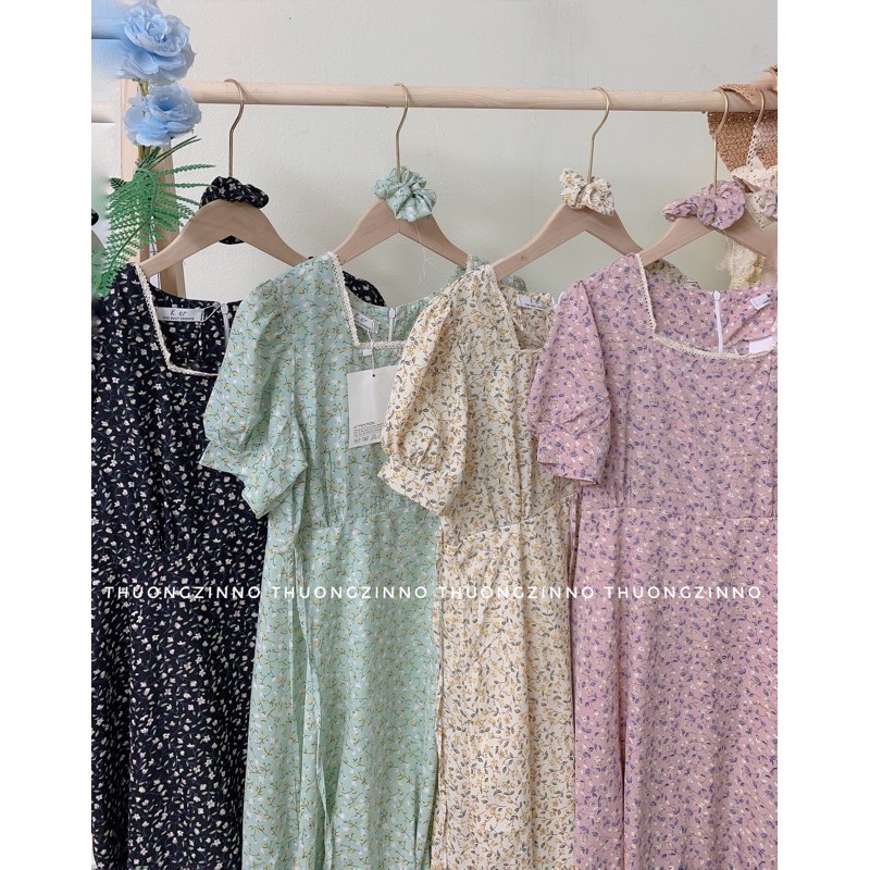 Váy hoa vintage Nàng Thơ loại đẹp dày dặn dánh dài Đầm hoa ulzzang hàng Quảng Châu | BigBuy360 - bigbuy360.vn