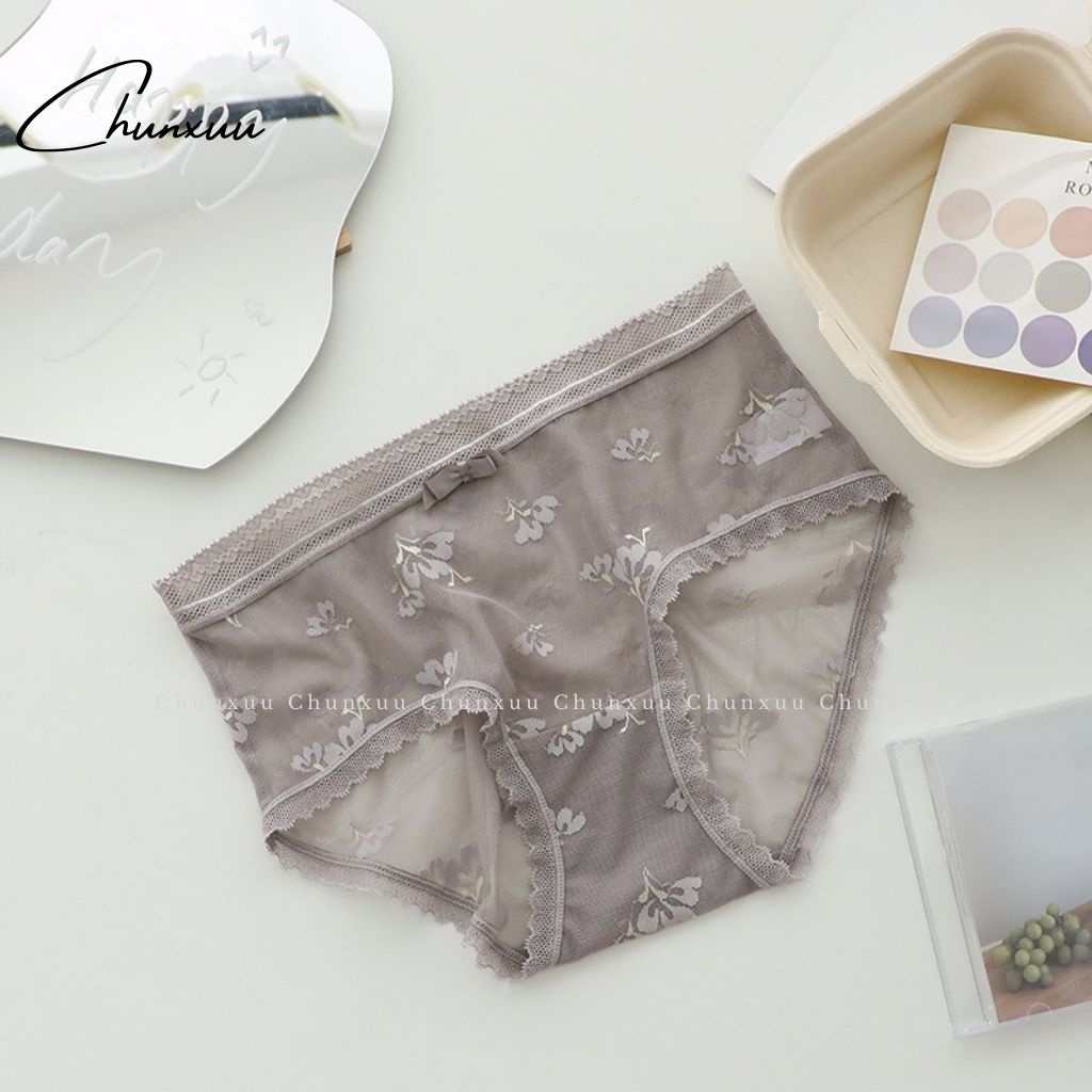 Quần lót nữ ren gấm cao cấp CHUNXUU, họa tiết hoa thiết kế cạp lưới mềm mại thông thoáng - QC71