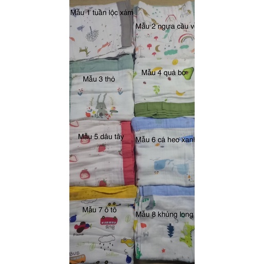 chăn sợi tre aden 4 lớp bo viền vải 120x115 cm