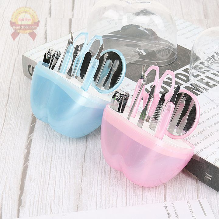 Bộ cắt móng tay chân 8 món đa năng hình quả táo mini nhỏ gọn bỏ túi