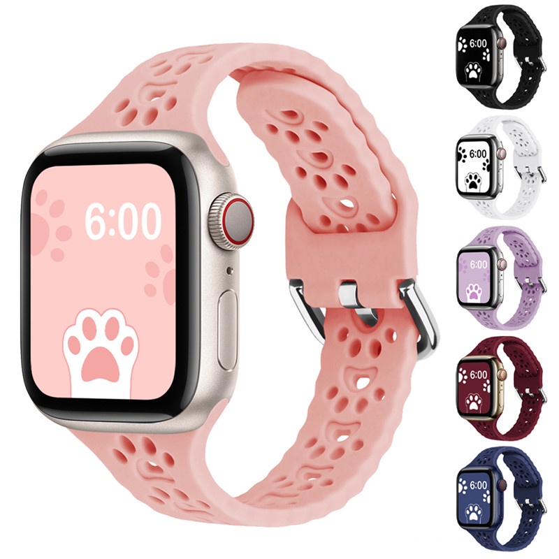 Dây Đeo Silicon Mềm Mỏng Cho Đồng Hồ Thông Minh Apple Watch Band 7 45mm 41mm 44mm 40mm 38mm 42mm Series 7 6 5 4 3 SE Smart Watch T500 Pro T55 X7 D20 W34