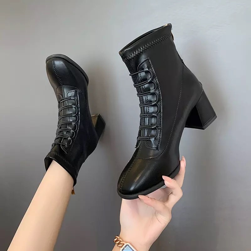 BOOT DA CAO CỔ DA LÌ SIÊU ĐẸP BỐT LÓT LÔNG GÓT VUÔNG
