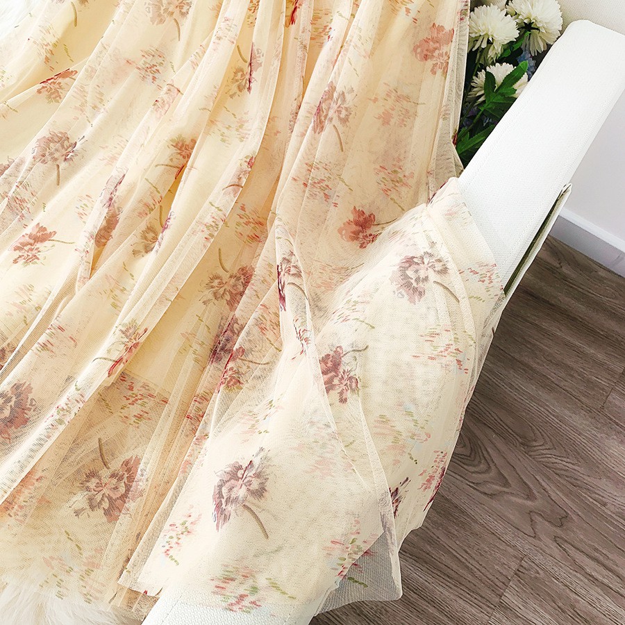 Chân váy xếp ly, chân váy lưới dài in hoa cổ tích siêu xinh VD0038 | BigBuy360 - bigbuy360.vn