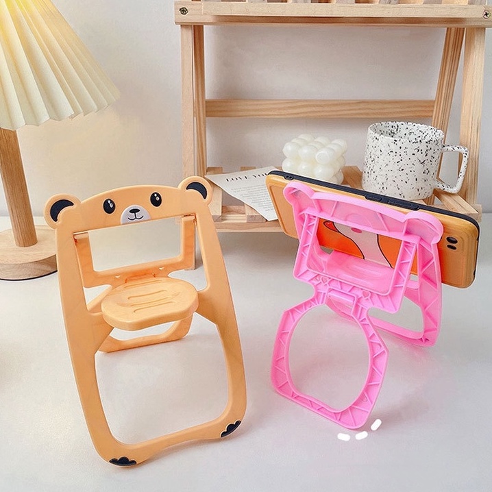 Giá Đỡ Điện Thoại/Đồ Chơi Mô Hình Ghế Xếp Gọn Được Hình Gấu Đáng Yêu Cho Nhà Búp Bê