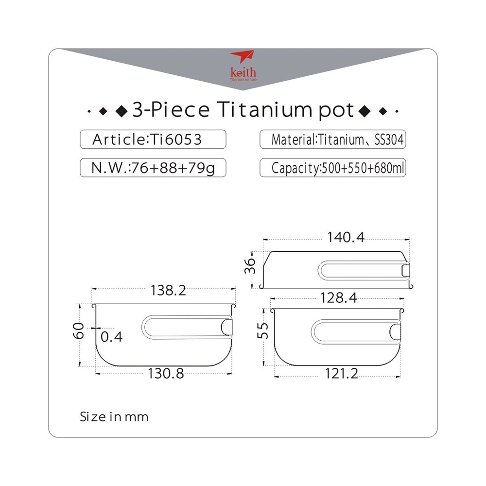 Bộ nồi, chảo 3 món Titanium Keith Ti6053