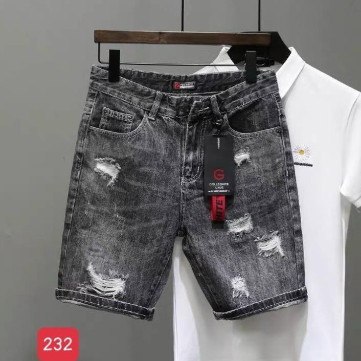 Quần short jean nam, quần bò nam ngắn, quần lửng nam, quần sọt nam màu đen rách đẹp cao cấp 2021 QJNA232 ་