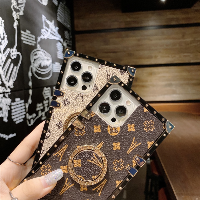 Bao Da Điện Thoại Hình Vuông In Logo Thời Trang Cho iphone 15 14 13 12 11 pro max xs max 8 7 6s plus x xr ốp