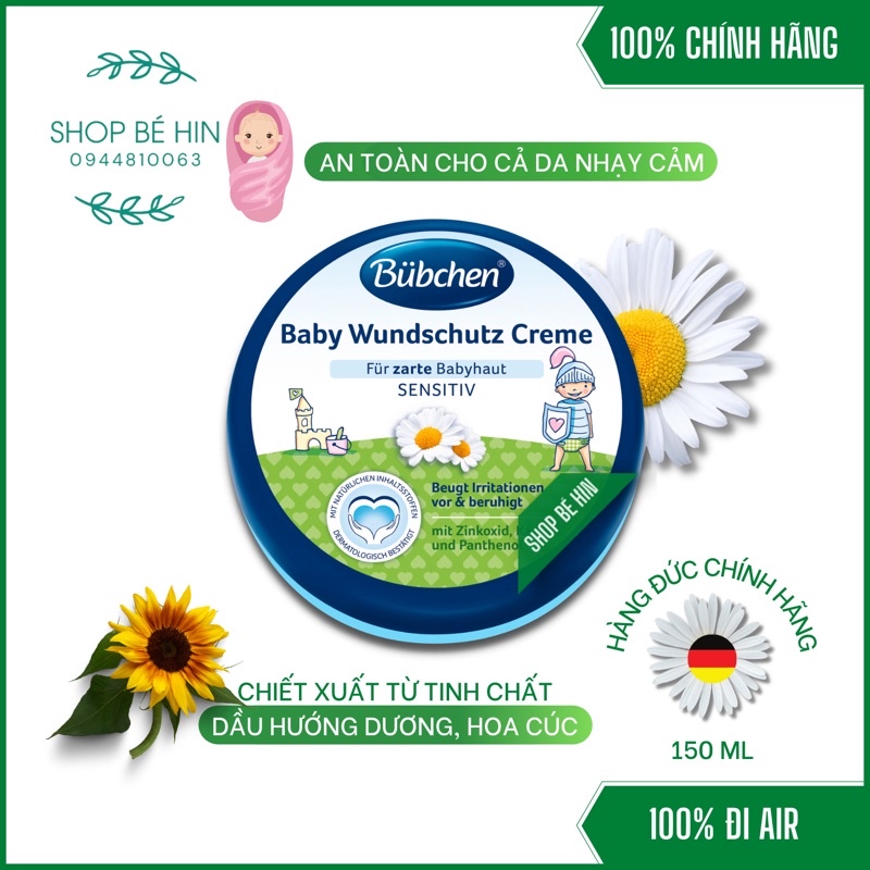 Kem chống hăm cho bé Bubchen Baby Wundschutz 150ml, Hàng Đức chính hãng