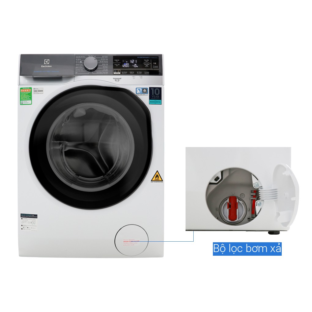 MÁY GIẶT & SẤY CỬA TRƯỚC ELECTROLUX EWW8023AEWA -  Có sấy Giặt nước nóng Khóa trẻ em Giặt hơi nước, giao miễn phí TP HCM