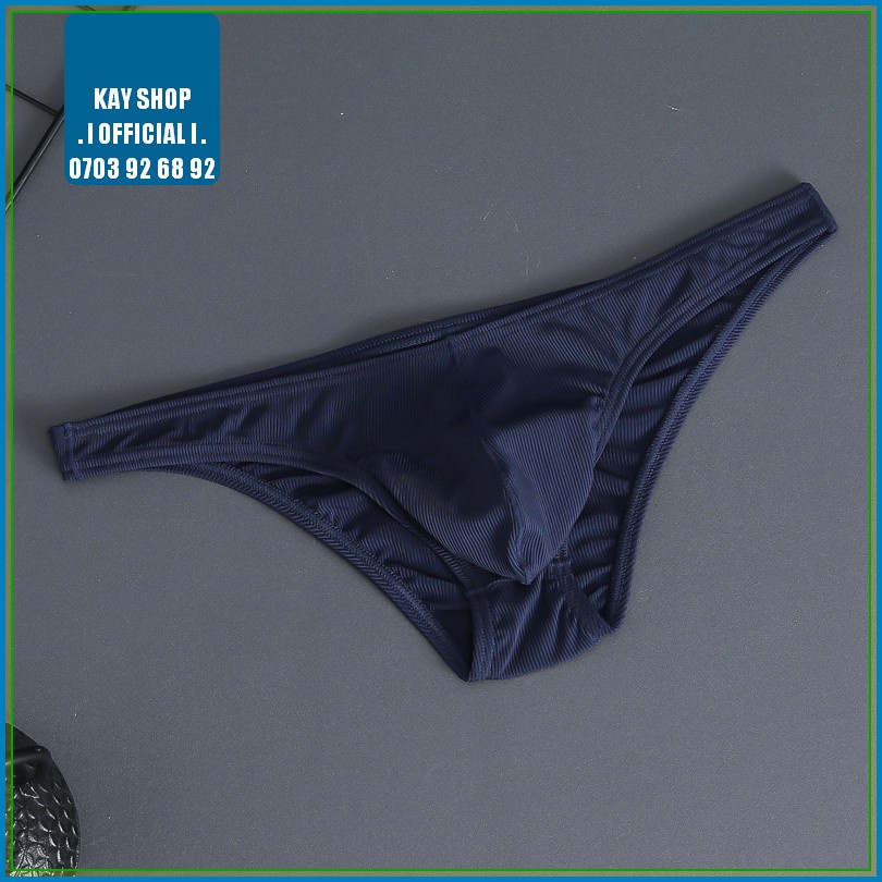 Quần lót nam trơn ôm mông kiểu tam giác mini thun cotton vân sọc - Quần sịp nam cạp lưng thấp bikini quyến rũ