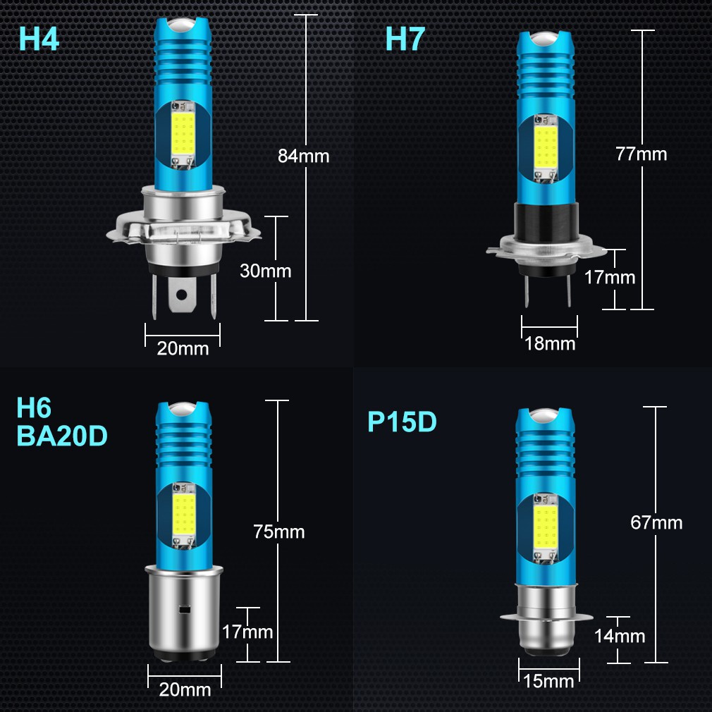 Đèn pha động cơ LED RGB H4 H7 P15D H6 BA20D 12V cho xe máy ATV Lamp Hi Lo Beam