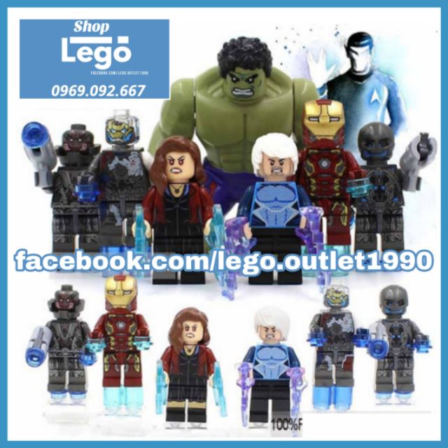 Xếp hình Scarnet Witch Quick Silver Iron Man Heroes The Avengers Age of Ultron Lego Minifigures Decool 0217 0222