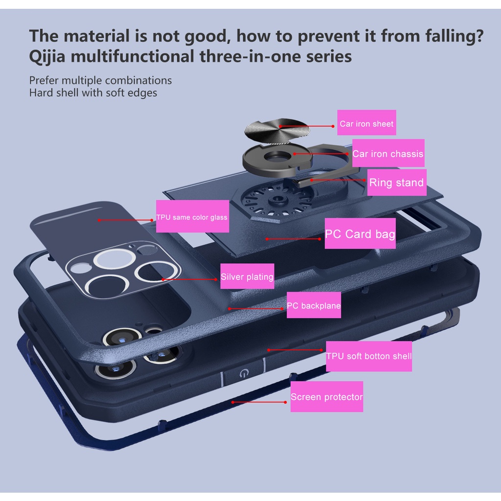 Ốp Điện Thoại Dạng Giáp Chống Sốc Đa Năng 3 Trong 1 Cho iPhone 11 12 13 pro promax x xs xr xsmax 7 8 plus