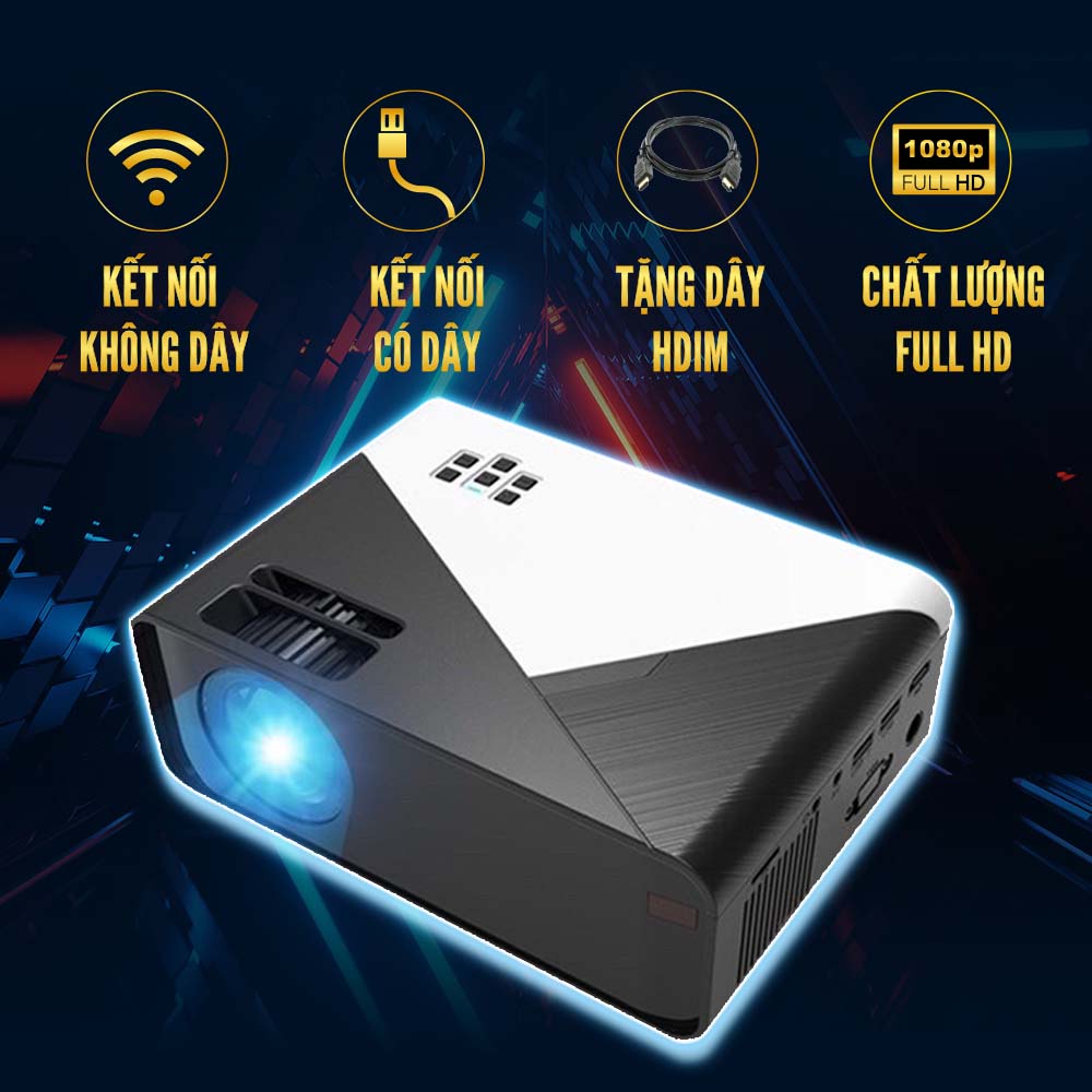 Máy Chiếu Mini Aluh Smart FullHD 1080p, Xem phim bóng đá, Tặng dây hdmi cho bản x5 pro