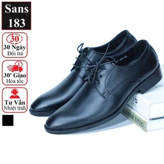 Giày tây nam cao cấp Sans183 derby giầy da bò đế trơn bóng buộc dây âu văn phòng classic mặc vest chú rể đám cưới