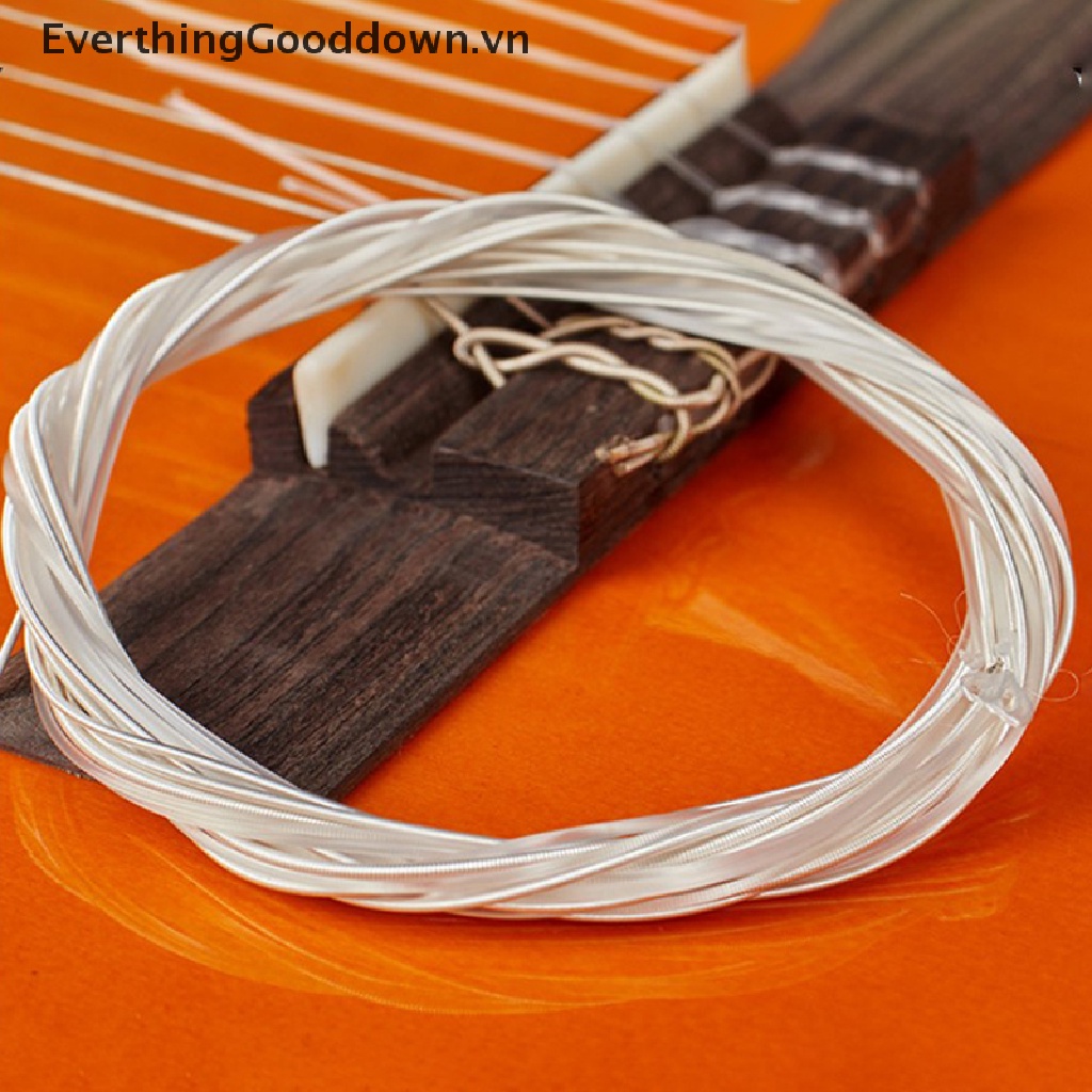 Everthinggooddown Set 6 Dây Đàn Guitar Bằng Nylon Màu Bạc Cho Guitar Cổ Điển