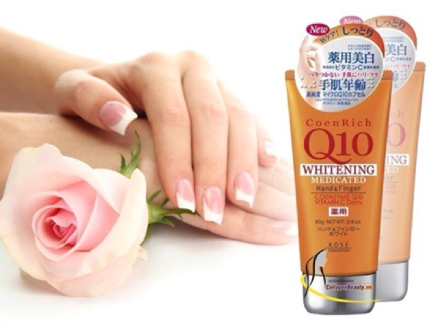 ♥️🌺Kem Dưỡng Trắng Da Tay KOSE CoenRich Collagen Q10 Whitening Medicated Moisture Cream Hand & Finger 80g