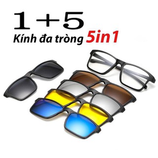 Kính râm Đa tròng nam nữ 5 màu phủ lớp hấp thụ tia UV (Tặng bao da)