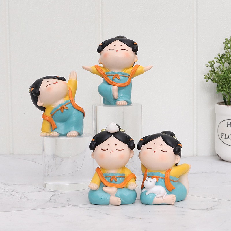 Tượng trang trí nội thất hình cô gái tập yoga dễ thương