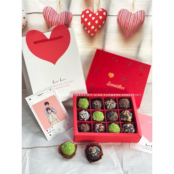 Socola Valentine, Socola tươi Truffle 12v tặng bạn nữ, bạn trai 14/2