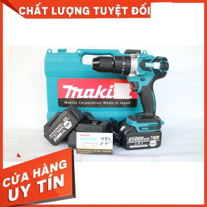 Máy Khoan Pin 198V Đầu Auto Lock Không Chổi Than 13mm